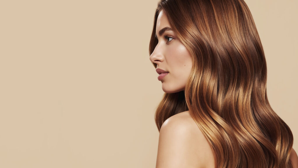 beautiful woman with long brown hair