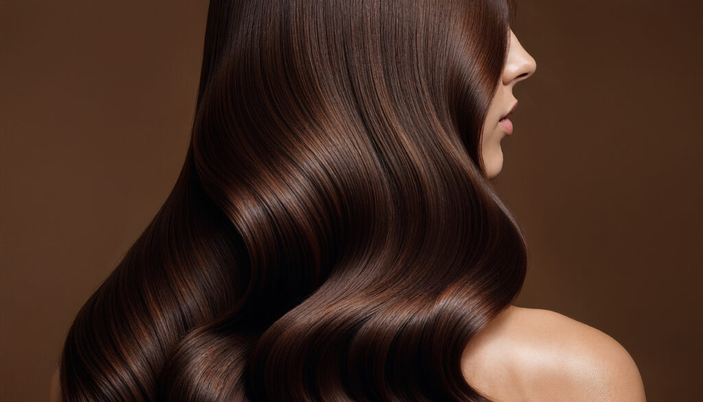 luxurious brown hair portrait