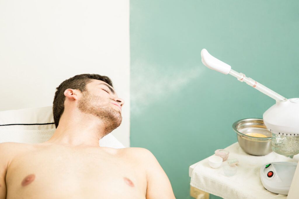 facial steaming in a health spa
